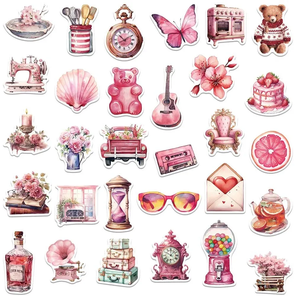 Kawaii Vintage Pink Sticker Set 🌸✨ | 10/50PCS Fun Graffiti Decals for Diaries, Laptops & More! 🦄💕