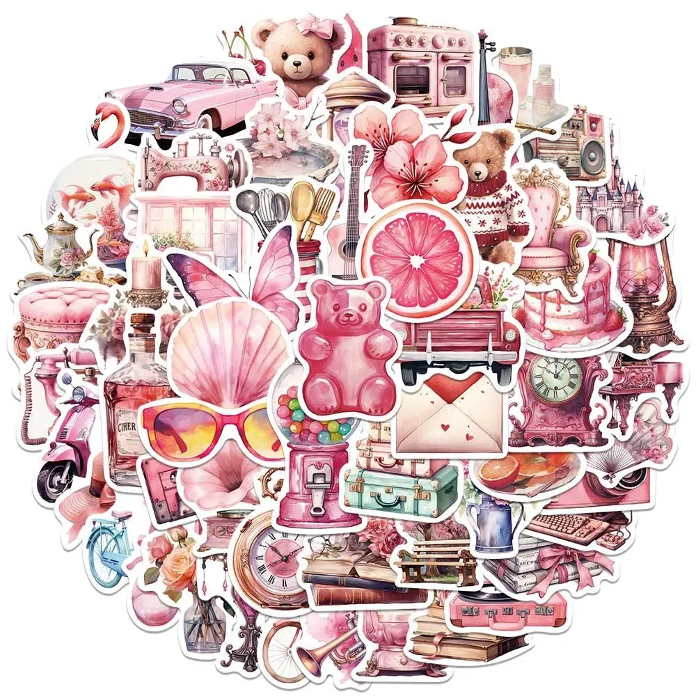 Kawaii Vintage Pink Sticker Set 🌸✨ | 10/50PCS Fun Graffiti Decals for Diaries, Laptops & More! 🦄💕