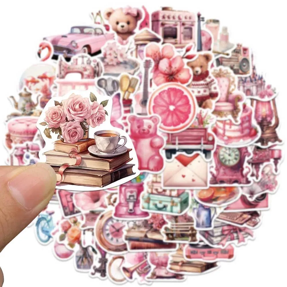 Kawaii Vintage Pink Sticker Set 🌸✨ | 10/50PCS Fun Graffiti Decals for Diaries, Laptops & More! 🦄💕