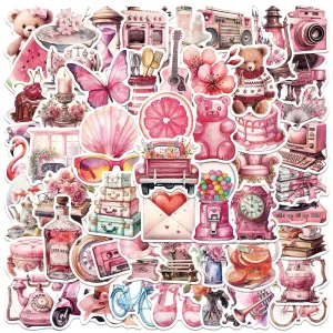 Kawaii Vintage Pink Sticker Set 🌸✨ | 10/50PCS Fun Graffiti Decals for Diaries, Laptops & More! 🦄💕