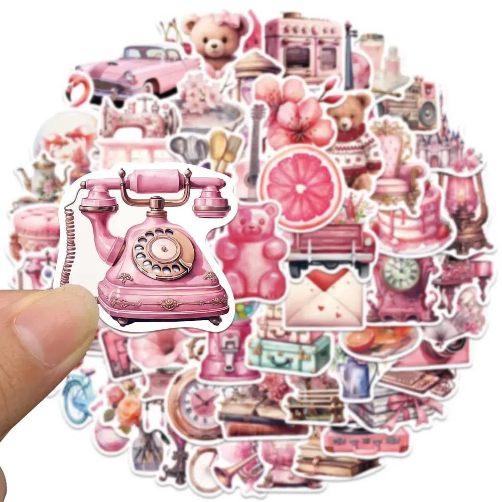 Kawaii Vintage Pink Sticker Set 🌸✨ | 10/50PCS Fun Graffiti Decals for Diaries, Laptops & More! 🦄💕