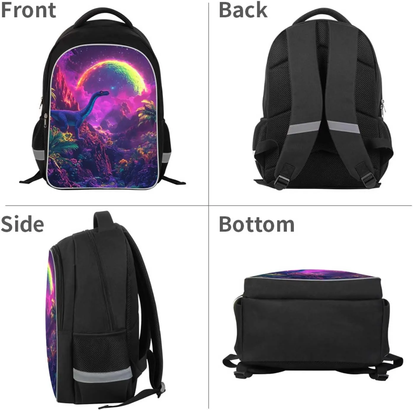 Kids Backpack for Boys and Girls, Large-Capacity Dinosaur School Bag, Adjustable Straps Polyester Bookbag, Perfect for School, Travel, and Outdoor Activities