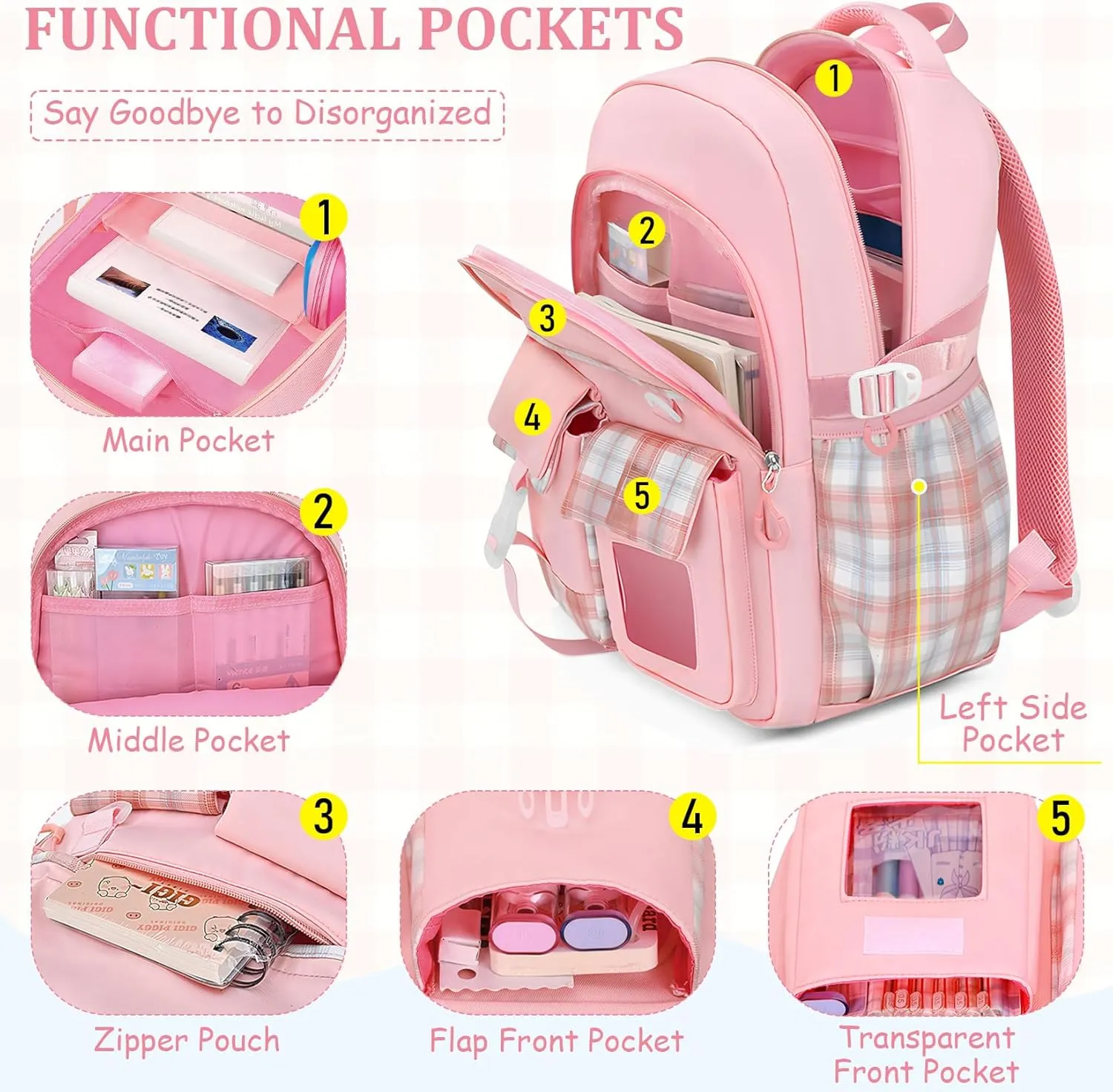 Kids Backpacks for Girls - Cute Girls Backpack for Elementary, Middle and High School Students - 18" Large Capacity School Bookbag with Multiple Pockets