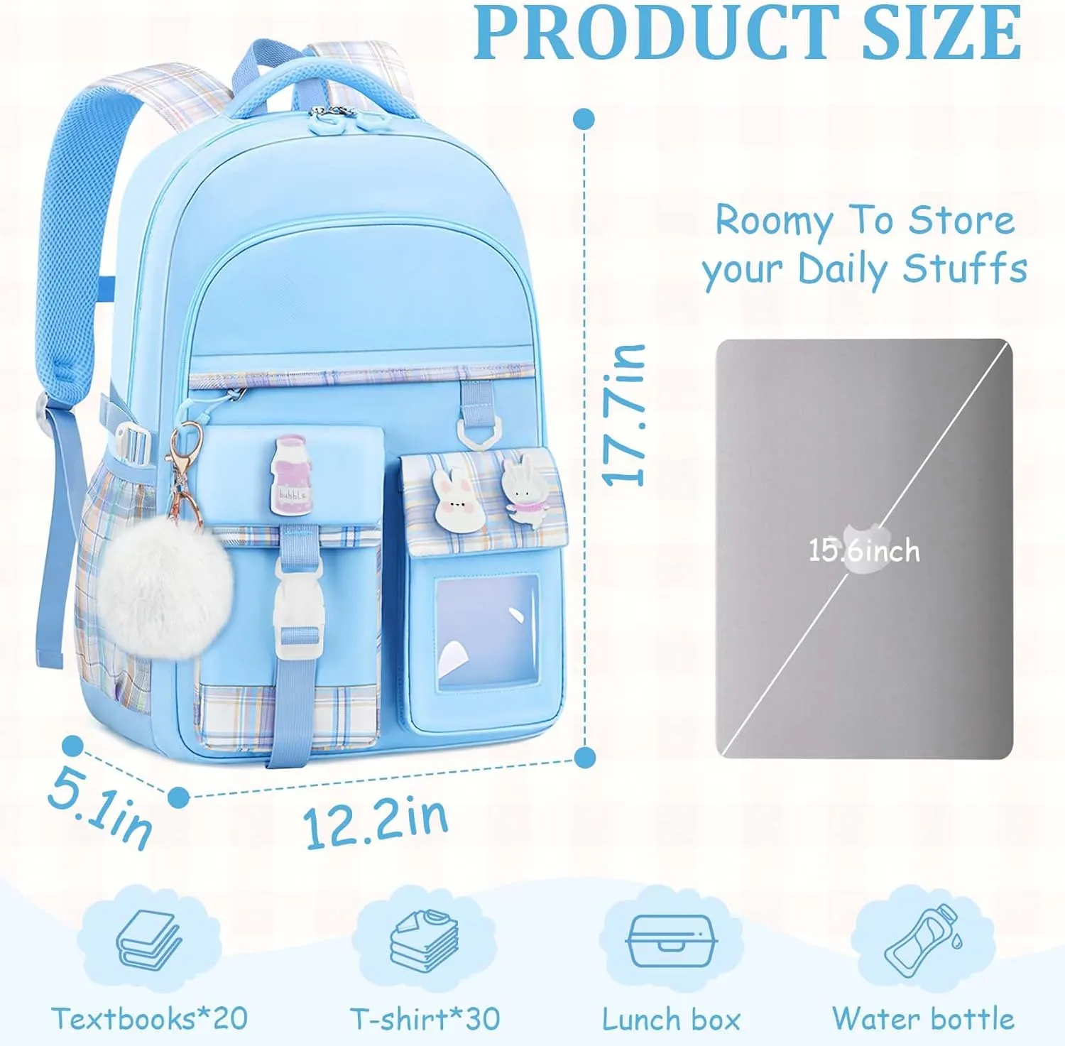Kids Backpacks for Girls - Cute Girls Backpack for Elementary, Middle and High School Students - 18" Large Capacity School Bookbag with Multiple Pockets