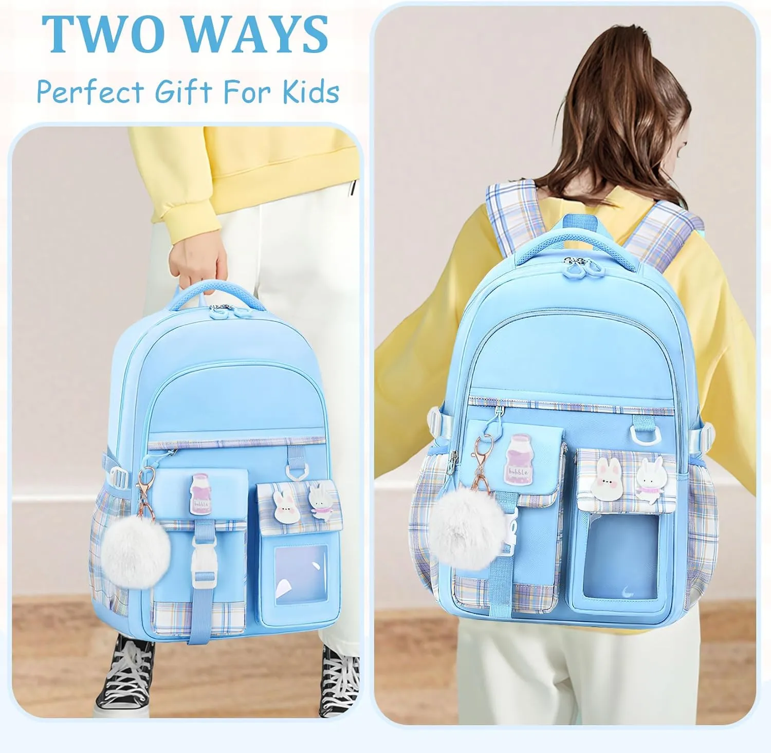 Kids Backpacks for Girls - Cute Girls Backpack for Elementary, Middle and High School Students - 18" Large Capacity School Bookbag with Multiple Pockets