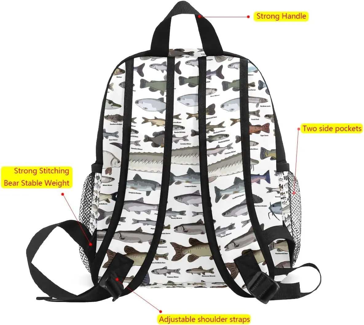 Kids School Bag Girls Boys Preschool Toddler Backpack for Boy Girl Lightweight Shoulder Book Bag for Kids Perfect Back Pack for Toddler to Kindergarten Sea Fish Pattern