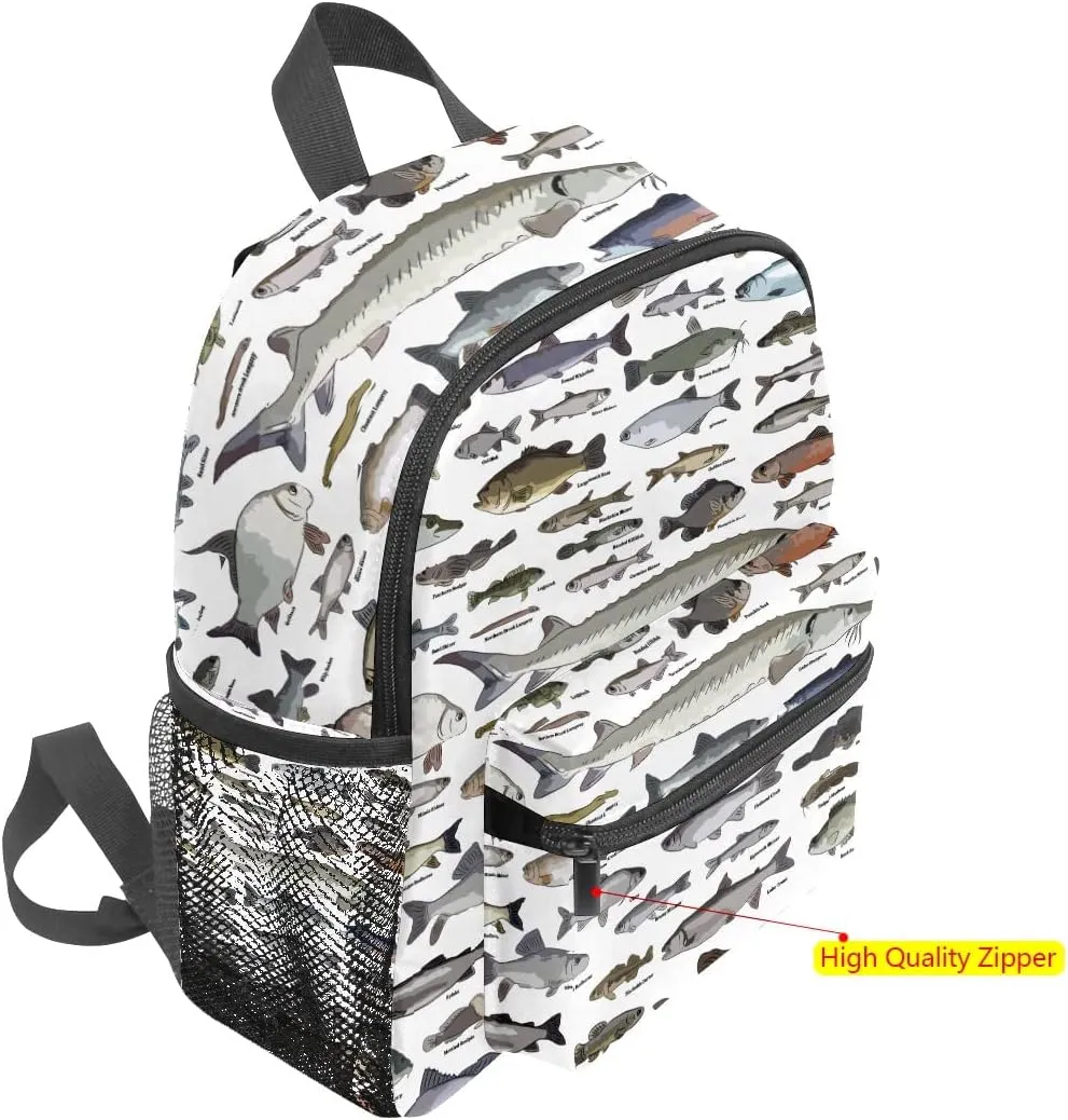 Kids School Bag Girls Boys Preschool Toddler Backpack for Boy Girl Lightweight Shoulder Book Bag for Kids Perfect Back Pack for Toddler to Kindergarten Sea Fish Pattern