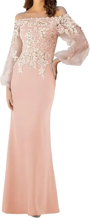 Lace Appliques Off Shoulder Mother of The Bride Dresses for Women Long Sleeves Mother of The Groom Dress 2025