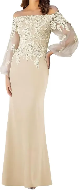 Lace Appliques Off Shoulder Mother of The Bride Dresses for Women Long Sleeves Mother of The Groom Dress 2025