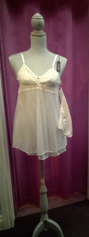 Lace Trim Sheer Babydoll Set