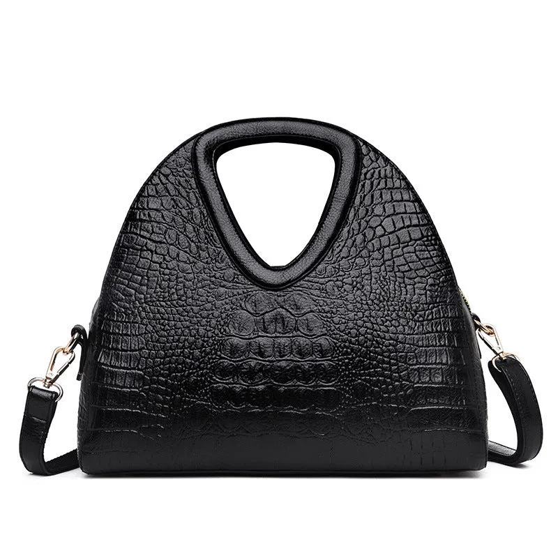Ladies One Shoulder Crossbody Embossed Soft Leather Tote