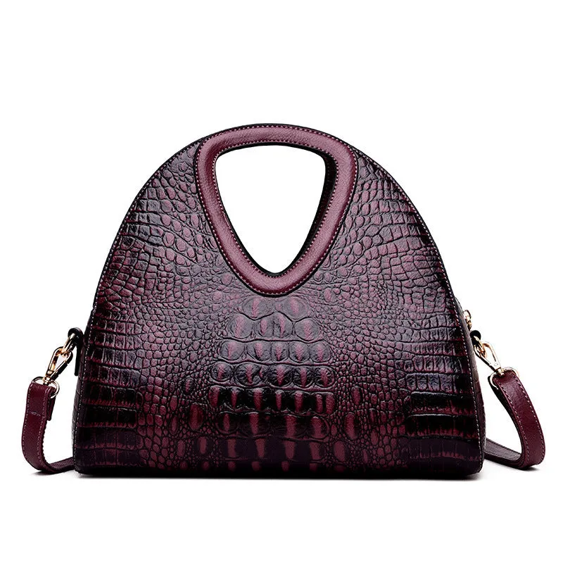 Ladies One Shoulder Crossbody Embossed Soft Leather Tote