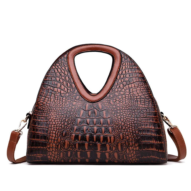Ladies One Shoulder Crossbody Embossed Soft Leather Tote