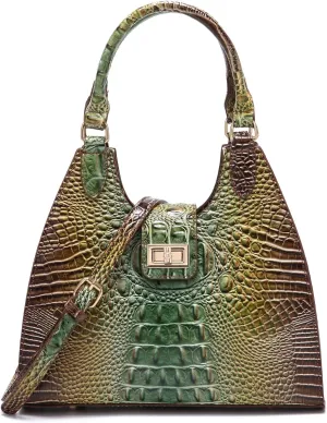 Ladies Tote Leather Bags for Women Crocodile Embossed Zipper Satchel Purse Classy Compartments Crossbody bag
