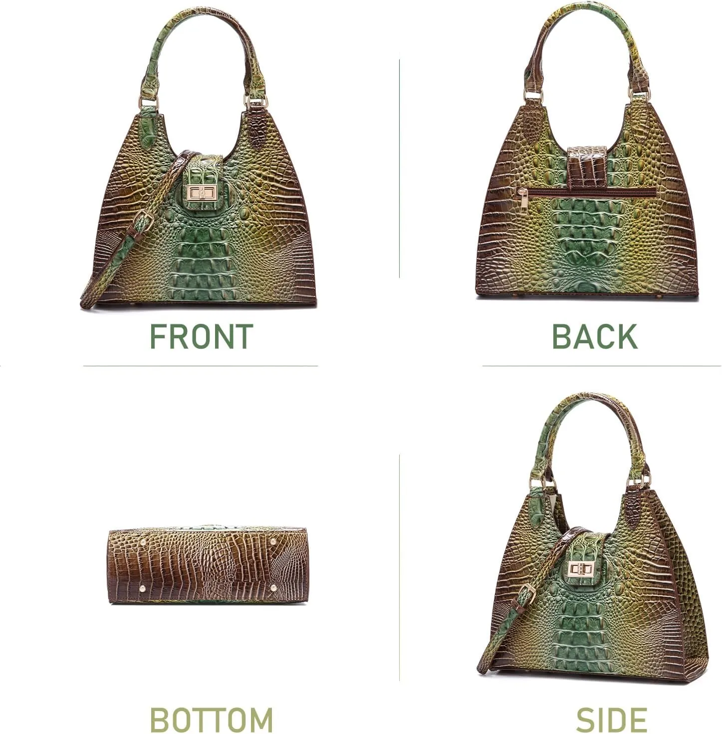 Ladies Tote Leather Bags for Women Crocodile Embossed Zipper Satchel Purse Classy Compartments Crossbody bag