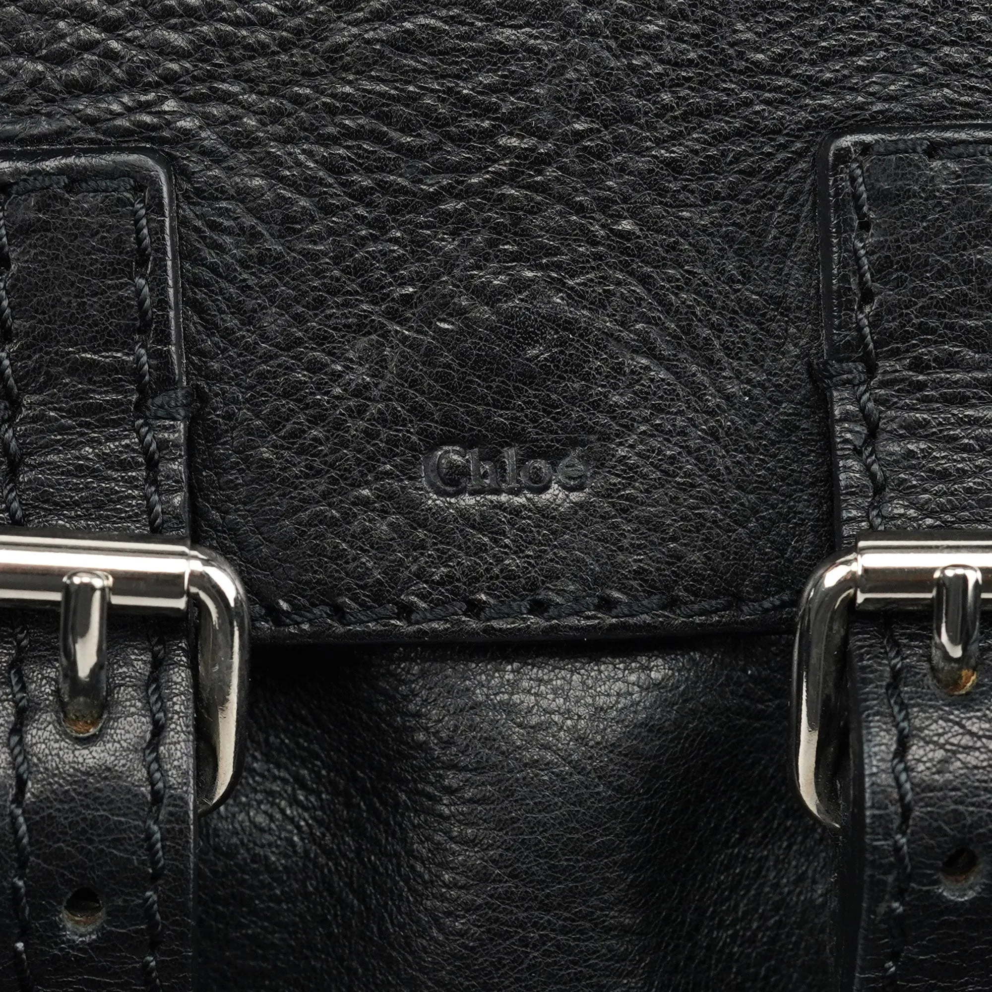 Large Black Leather Edith Tote Bag