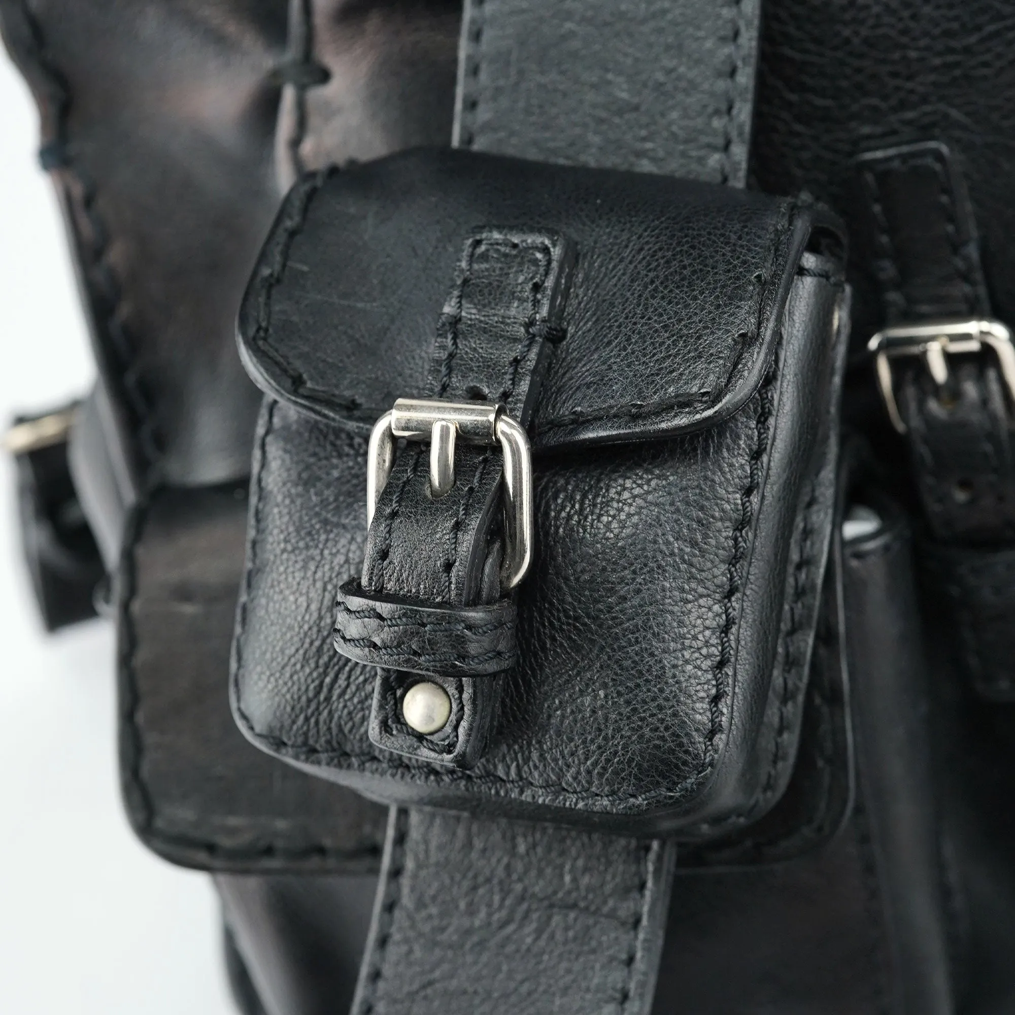 Large Black Leather Edith Tote Bag