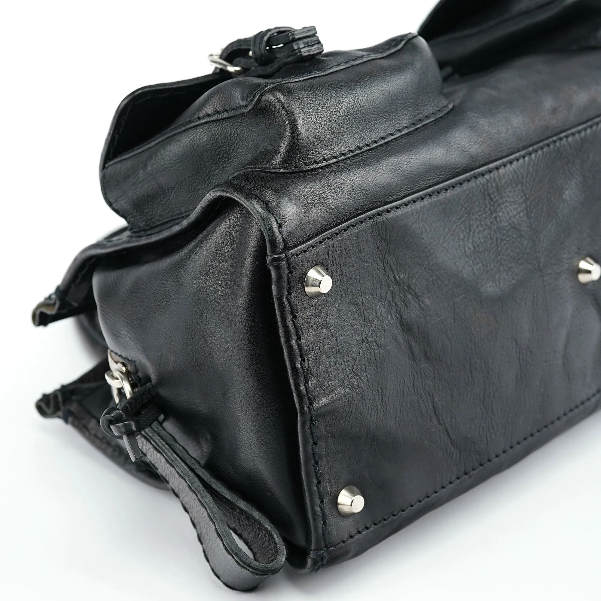 Large Black Leather Edith Tote Bag