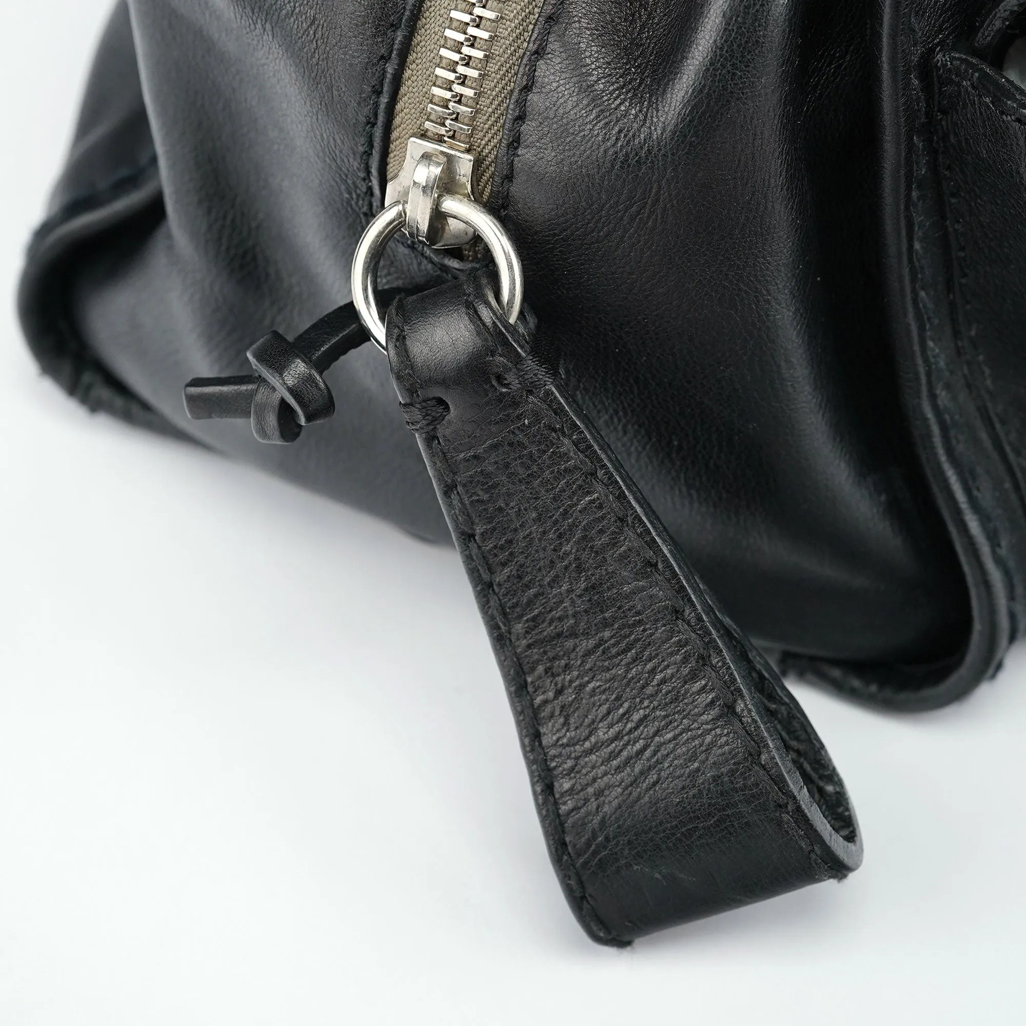 Large Black Leather Edith Tote Bag
