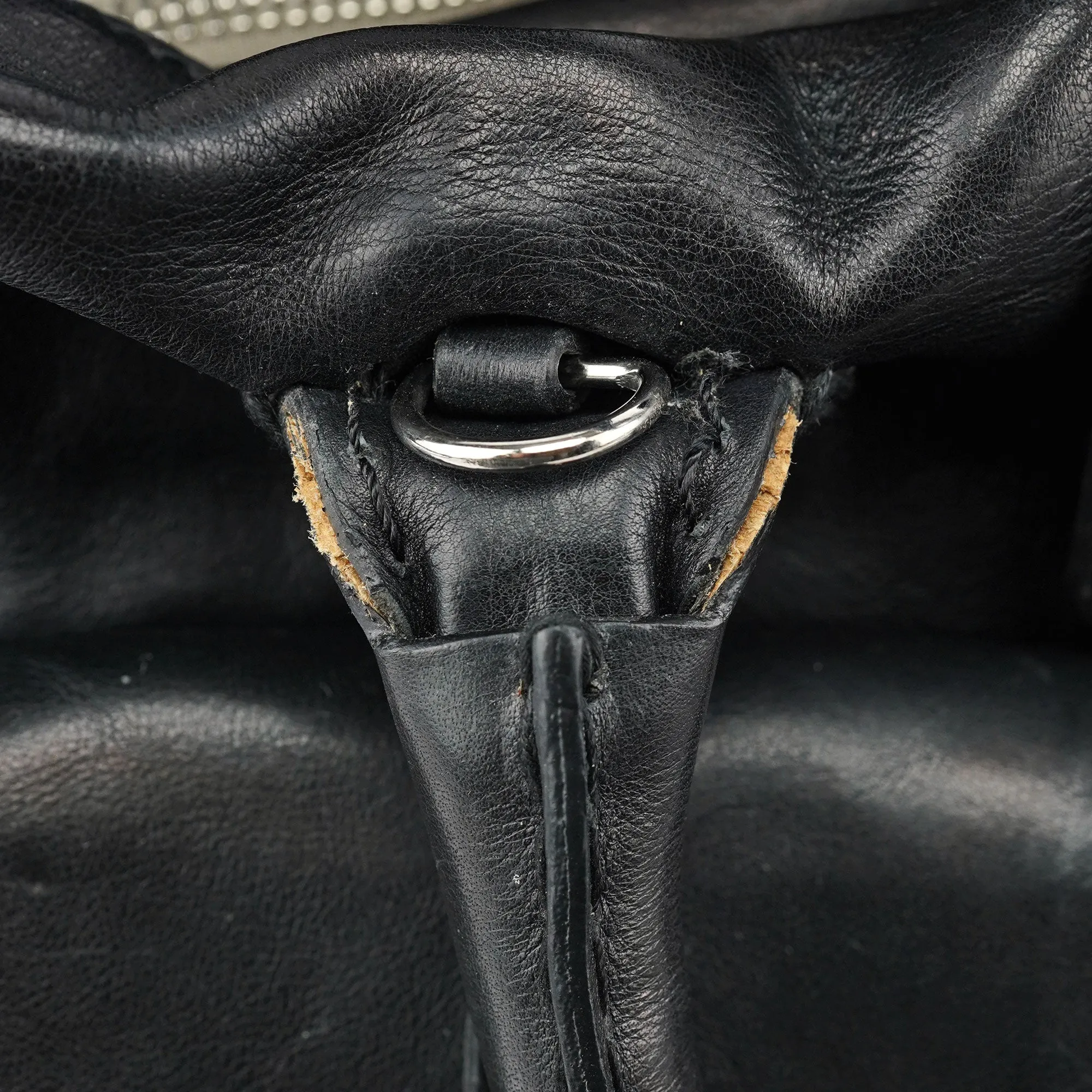 Large Black Leather Edith Tote Bag