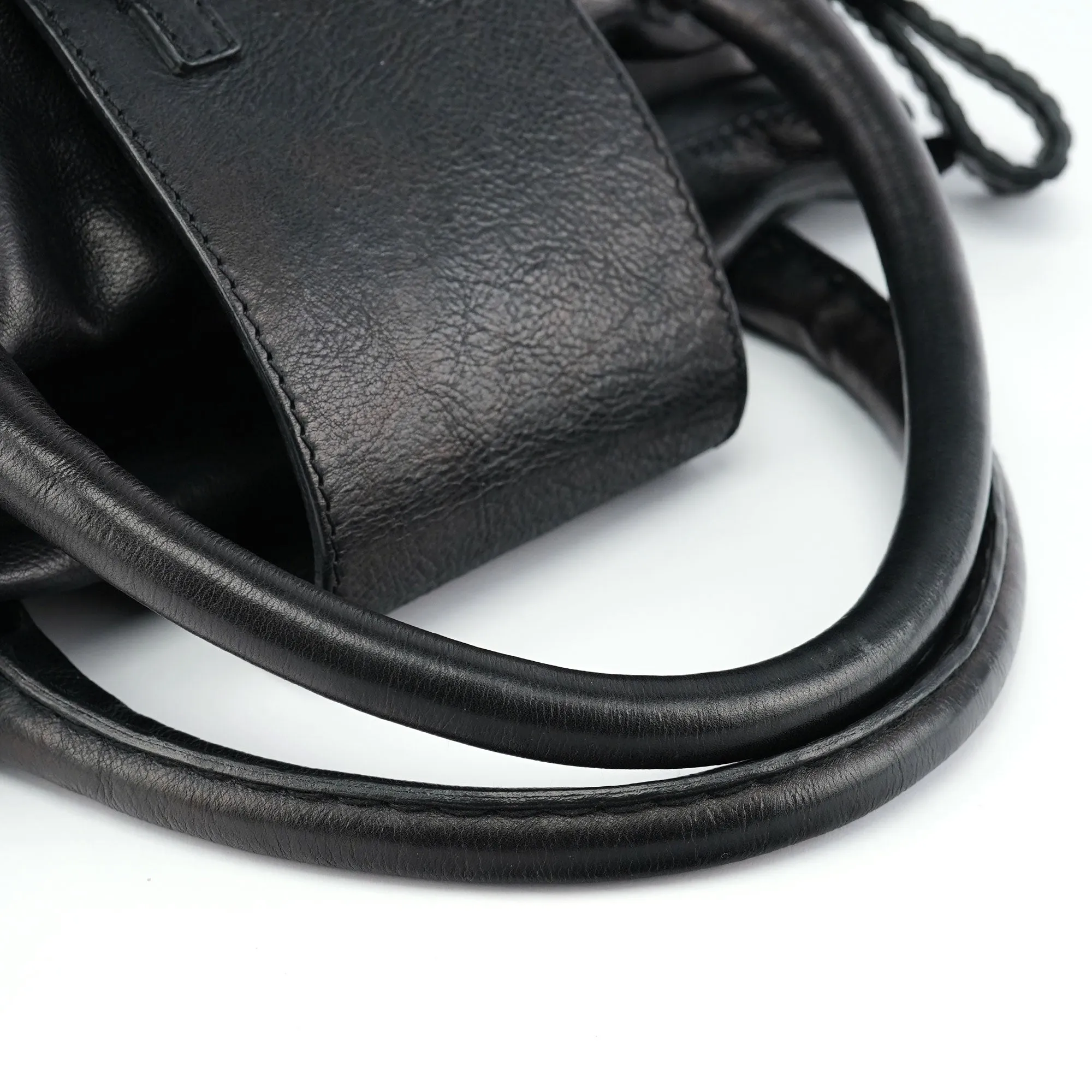 Large Black Leather Edith Tote Bag