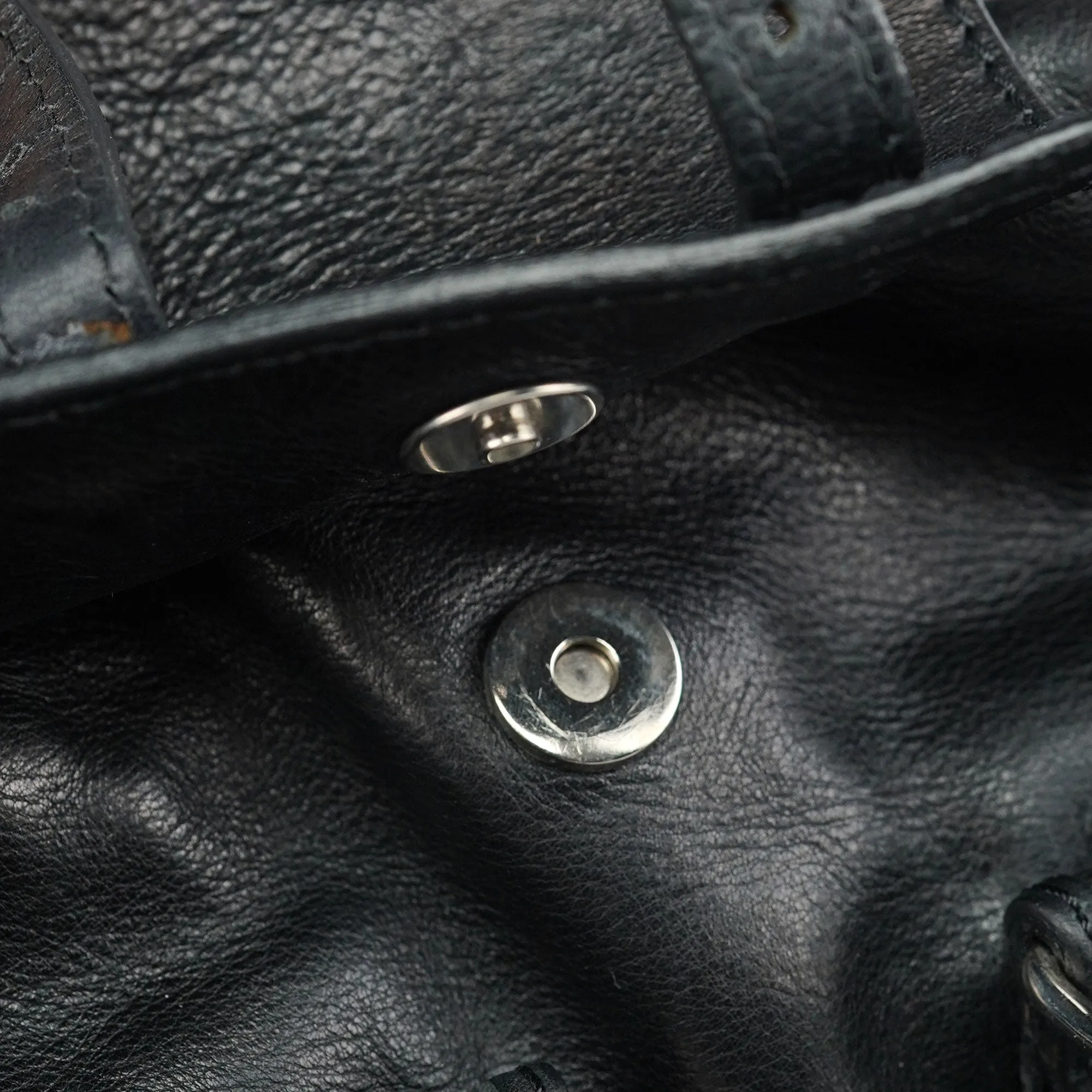 Large Black Leather Edith Tote Bag