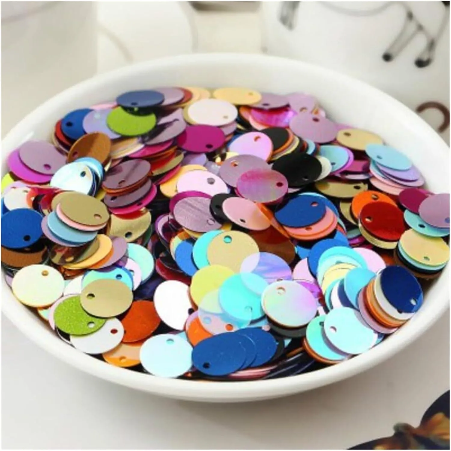 Large Sequins,Loose Sequins,Sequins for Crafts, Bulk Loose Sequins Iridescent Sequins Flat Large Round PVC Loose Sequins Women Garment Sewing Dance Acce(Silver)