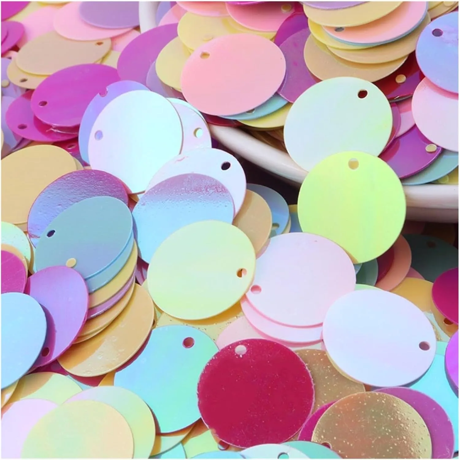 Large Sequins,Loose Sequins,Sequins for Crafts, Bulk Loose Sequins Iridescent Sequins Pailettes Sequin Flat Large Round PVC Loose Sequins(Ab Transparent)