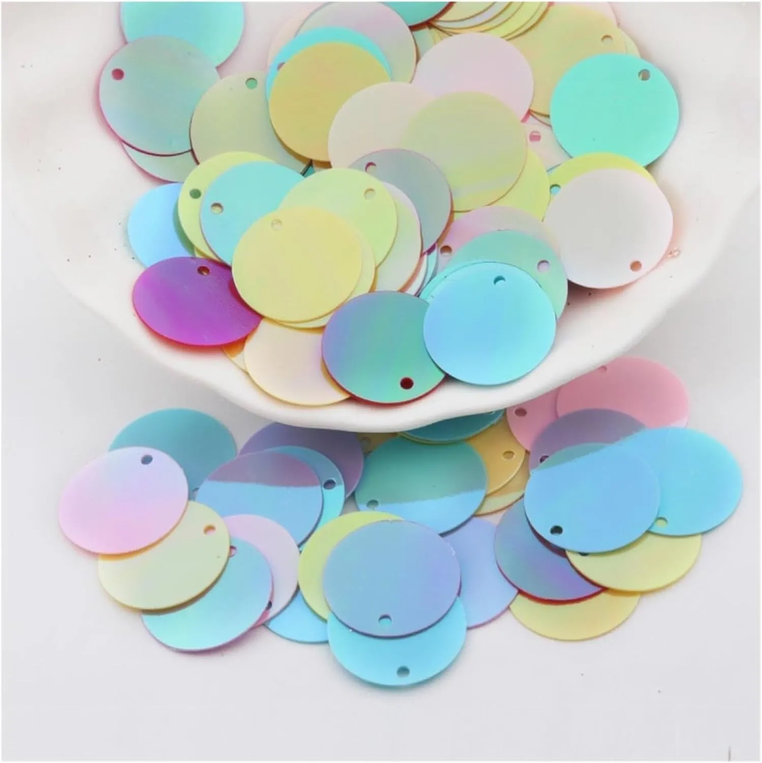 Large Sequins,Loose Sequins,Sequins for Crafts, Bulk Loose Sequins Iridescent Sequins Pailettes Sequin Flat Large Round PVC Loose Sequins(Ab Transparent)