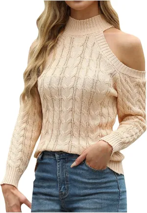 Lastesso Sweaters for Women Trendy Cold Shoulder Knit Pullover Sweater Lightweight Fitted Fashion Casual Vacation Clothes
