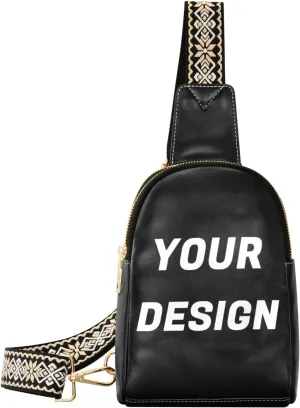 Leather Printed Sling Bag for Men Women Durable PU Leather Waterproof Crossbody Bag for Travel