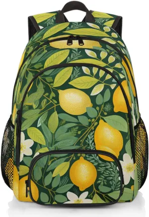 Lemon Carry on Travel Backpack for Women Men Water resistant Lightweight Rucksack Backpack for Weekender Casual Work Hiking Summer Fruit and Floral