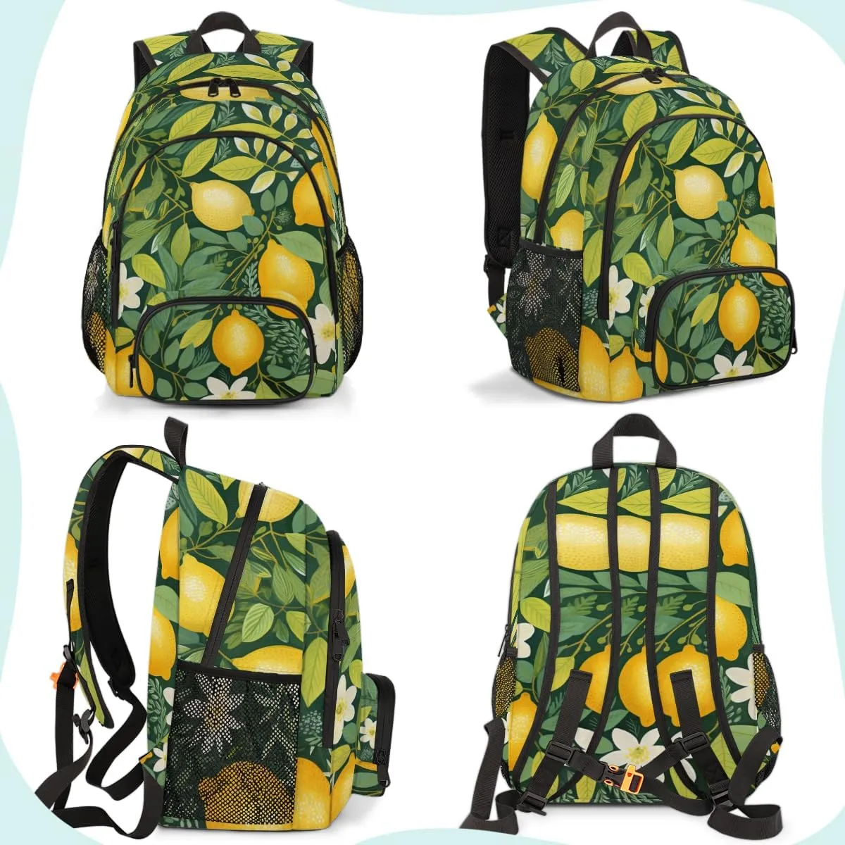 Lemon Carry on Travel Backpack for Women Men Water resistant Lightweight Rucksack Backpack for Weekender Casual Work Hiking Summer Fruit and Floral