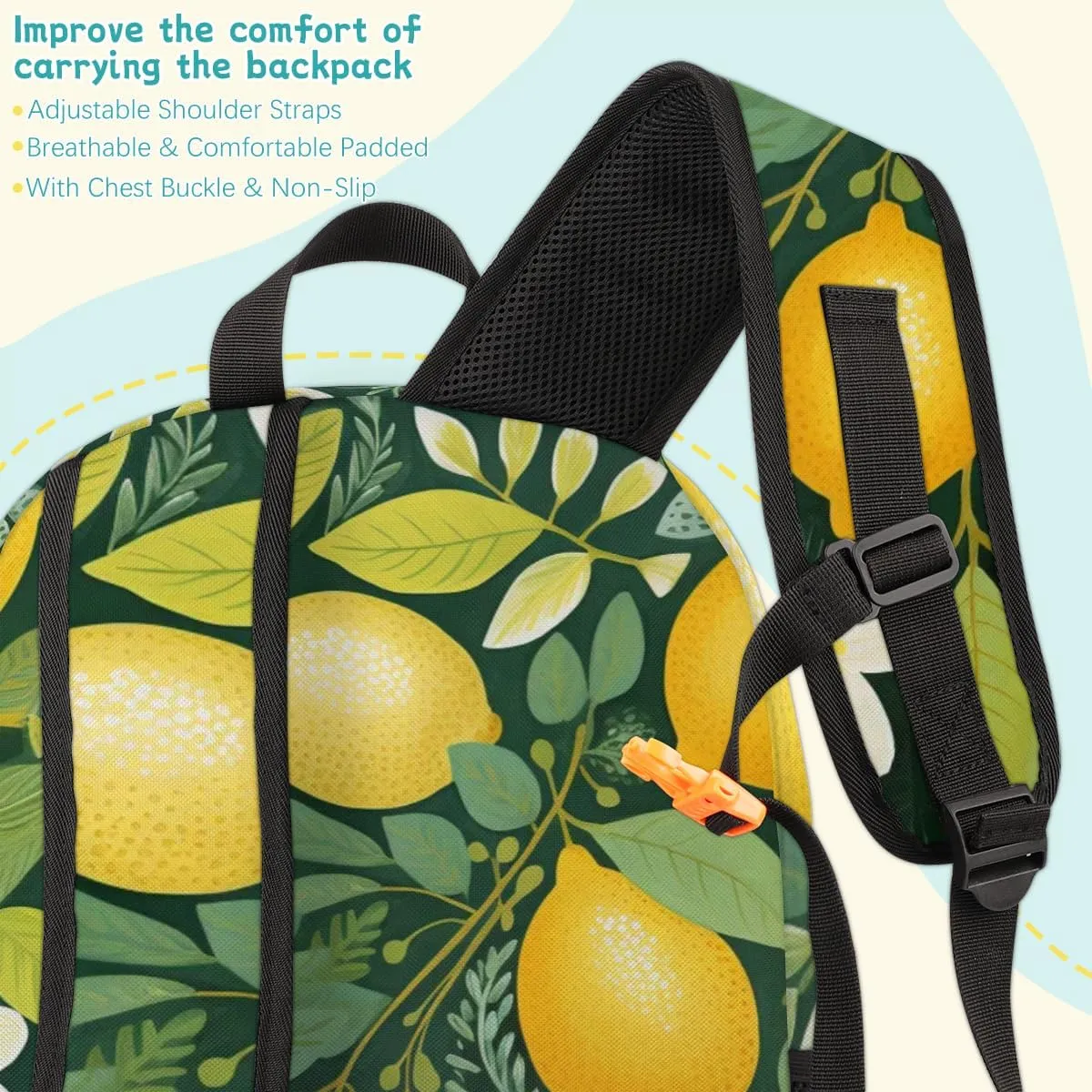 Lemon Carry on Travel Backpack for Women Men Water resistant Lightweight Rucksack Backpack for Weekender Casual Work Hiking Summer Fruit and Floral