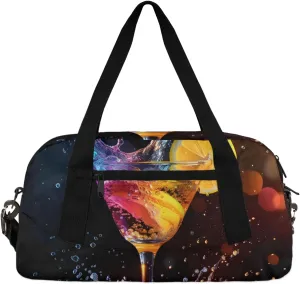 Lemon Champagne Drink Kids Duffle Bag Boys Girls Small Sport Dance Gym Bag for Overnight Travel Weekender Carry On