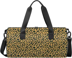 Leopard Animal Print Sports Duffel Bag, Gym Tote Bag Waterproof Weekender Travel Bag for Overnight Travel Luggage Workout Women Men