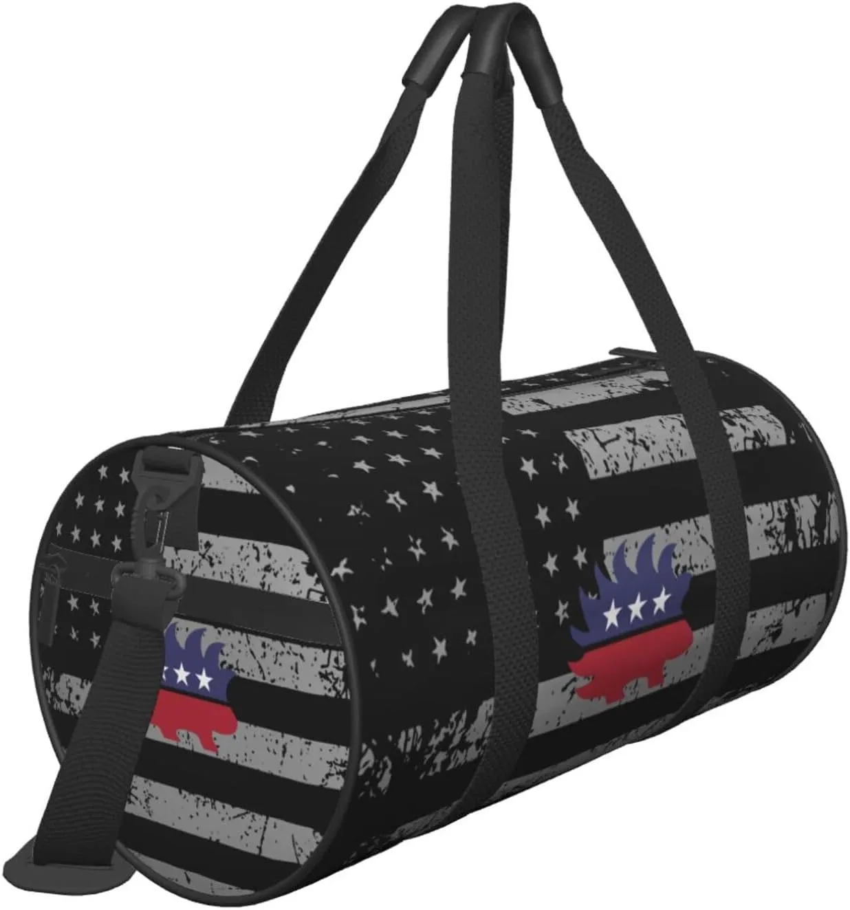 Libertarian Porcupine Travel Luggage Duffel Bag Sports Rolling Foldable Duffel Bag, Black