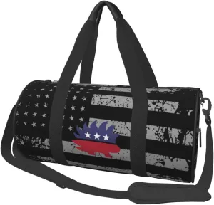 Libertarian Porcupine Travel Luggage Duffel Bag Sports Rolling Foldable Duffel Bag, Black