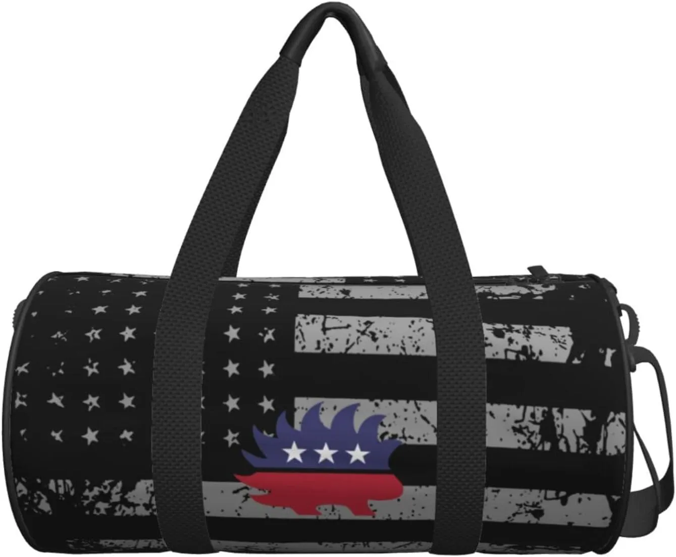 Libertarian Porcupine Travel Luggage Duffel Bag Sports Rolling Foldable Duffel Bag, Black