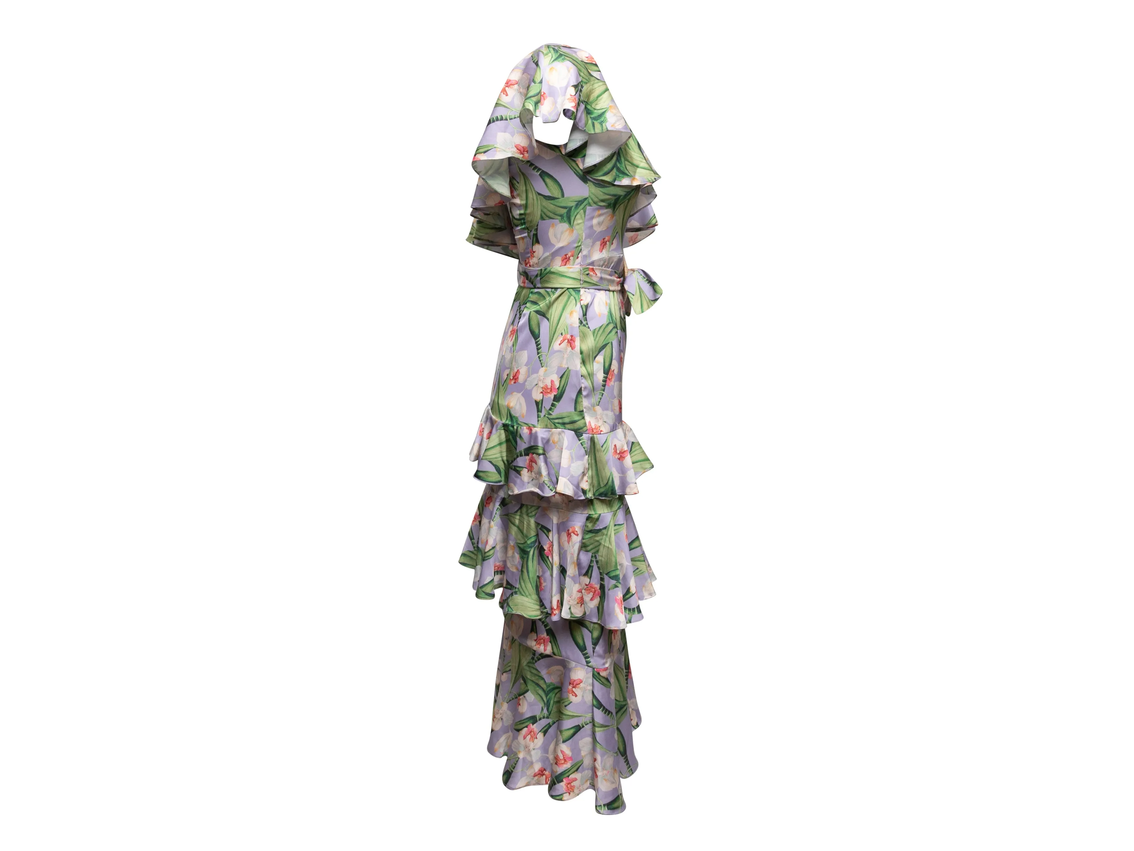 Lilac & Multicolor Patbo One-Shoulder Floral Print Dress Size US 0