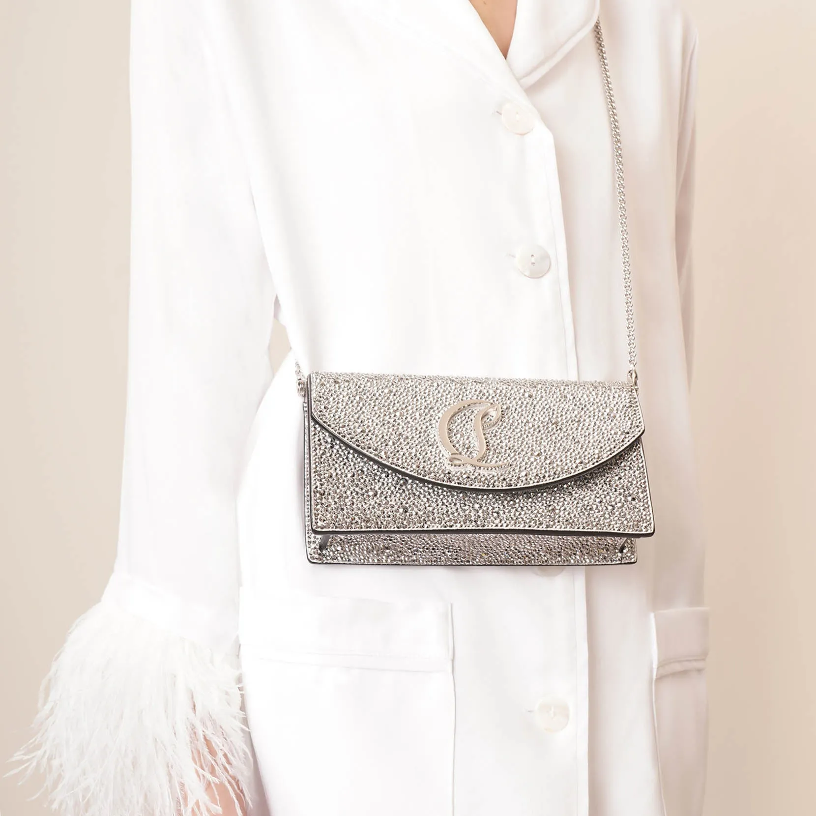 Loubi54 small silver crystal crossbody bag