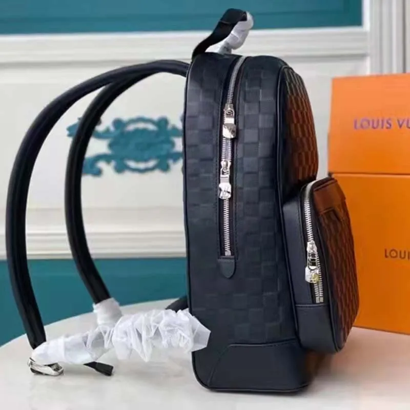 Louis Vuitton LV Unisex Campus Backpack Damier Infini Onyx Silver Cowhide Leather