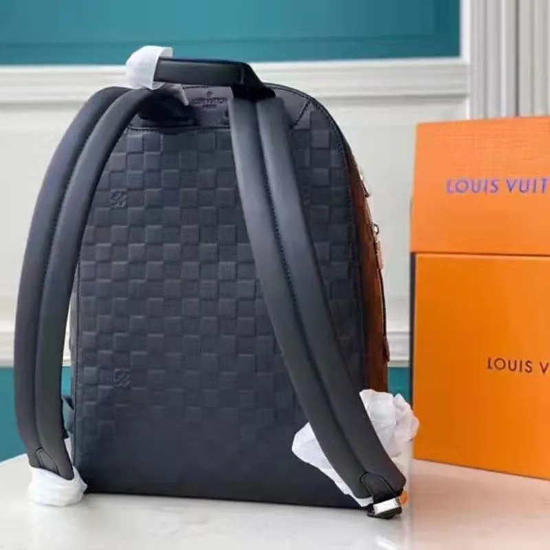 Louis Vuitton LV Unisex Campus Backpack Damier Infini Onyx Silver Cowhide Leather