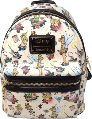 Loungefly Disney Peter Pan Tinkerbell Tattoo Print Womens Double Strap Shoulder Bag Purse