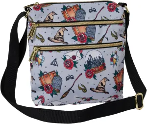 Loungefly Harry Potter Passport Crossbody Travel Bag AOP Relics Tattoo Print