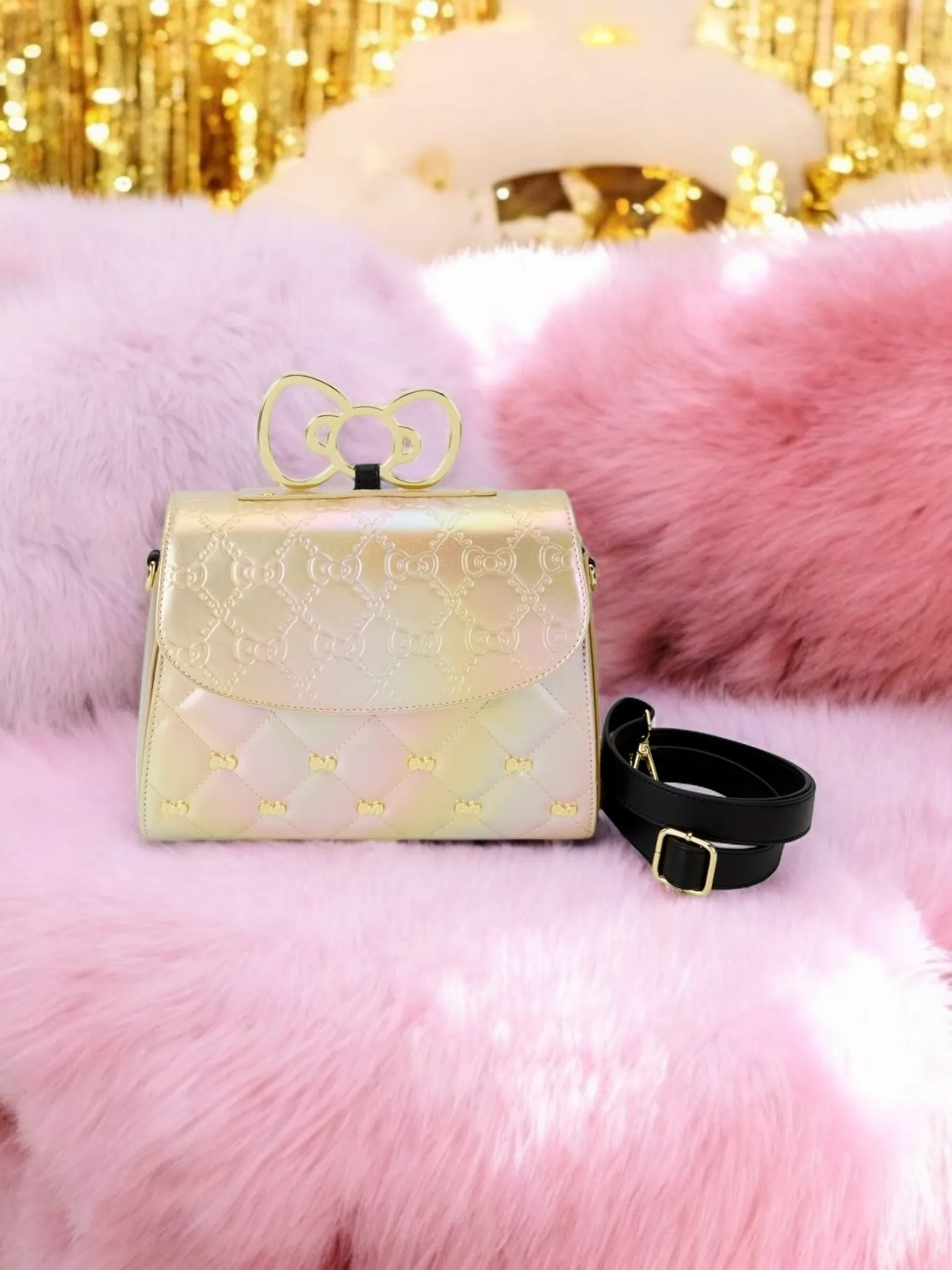 Loungefly Hello Kitty Pearl/Gold Iridescent 50th Anniversary Crossbody Bag