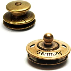 Loxx & CS Osborne - Upper & Lower Part, Antique Brass Snaps (Pack of 6) - for use with Handbags, Guitar Straps, Saddlebags, Luggage, Leathercraft, Belts and More.