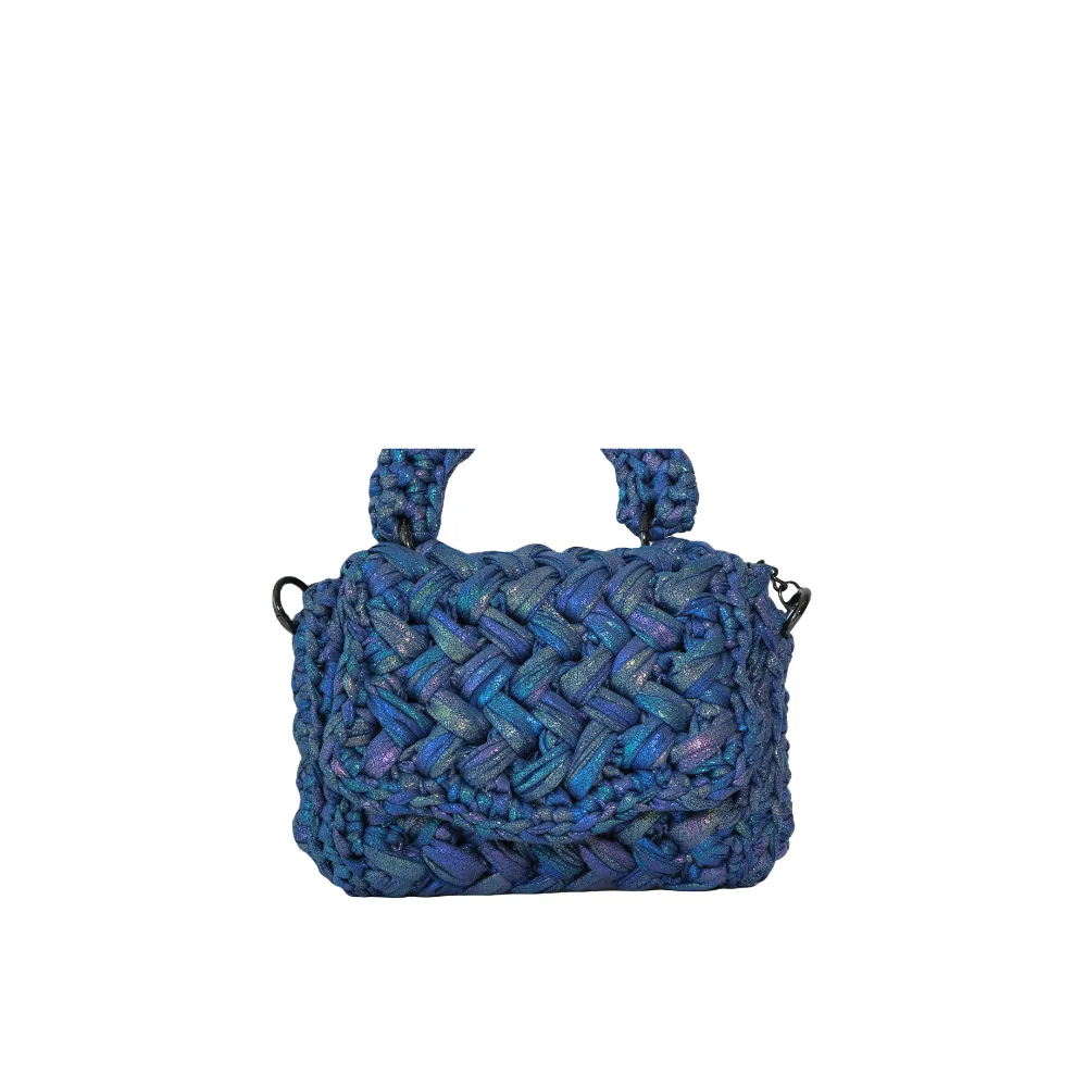 Lucia Puff Metallic Crossbody - Blueberry Blue