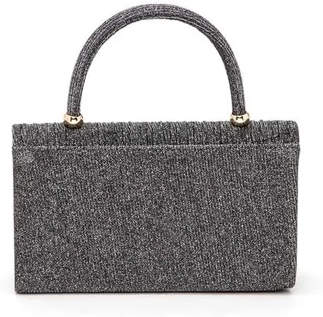 Lurex Pleated Top Handle Sparkly Handbag with Chain Evening Clutch Bag Luxury Women’s Handbag Parties Weddings Dinners