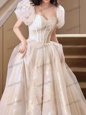 Luxury Champagne Evening Dress,Sweetheart Birthday Graduation Bridesmaid Dress,Cocktail Dress,Fairy Ball Gown,Wedding Party Gowns,Prom Dress
